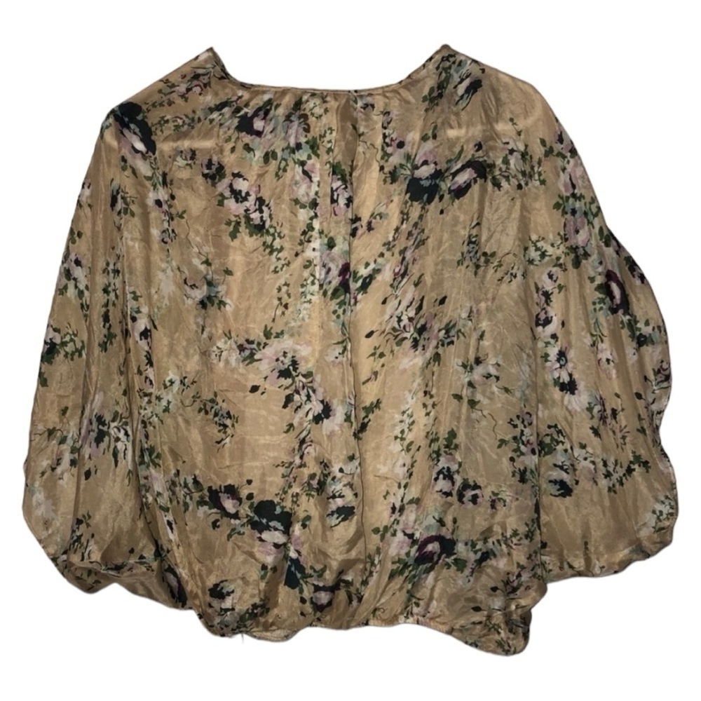 Aryn K 100% Silk Floral Butterfly Sleeve Shirt Top Blouse Women’s Size Small S - Picture 7 of 13